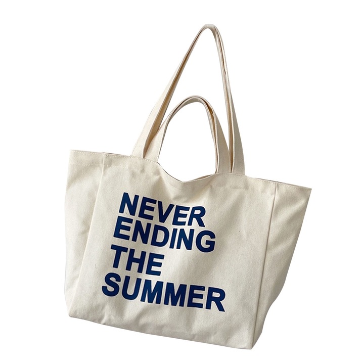 Fehér vászontáska, Longziming, ábécés modell, nagy kapacitású, méretei 36x52x33cm