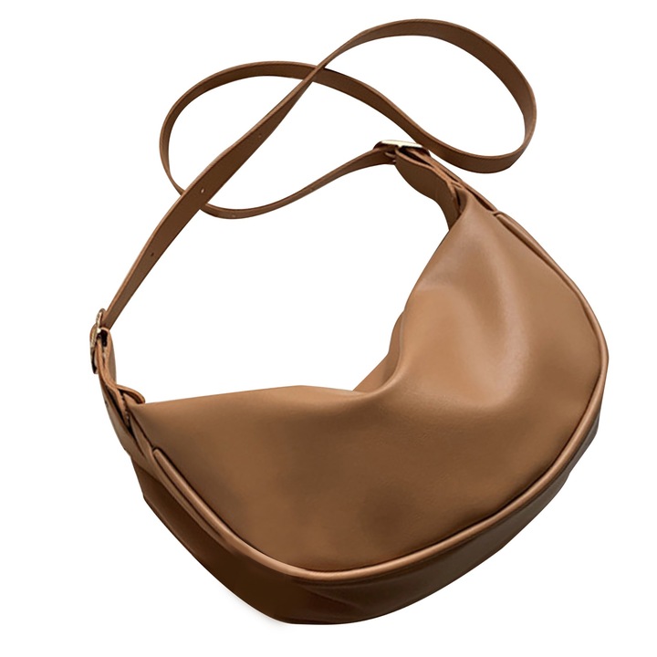 Női gombóctáska, Longziming, barna 14x31x45cm, PU anyagú, cipzárral záródó