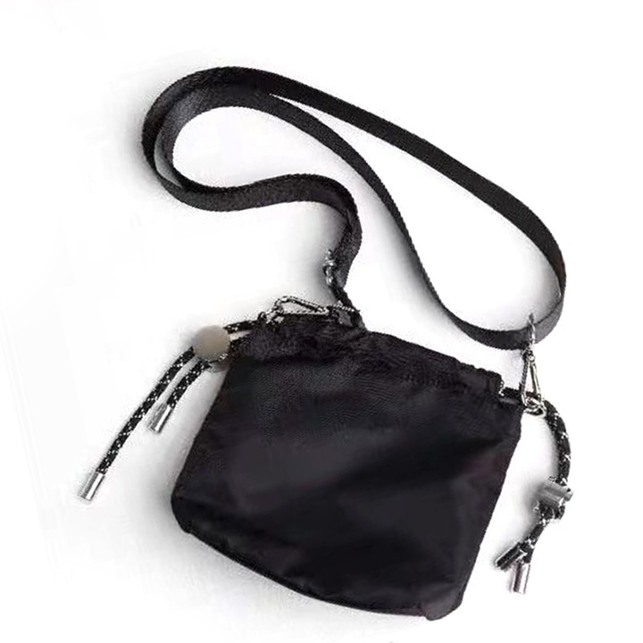 Vödör típusú táska, Longziming, fekete, nylon