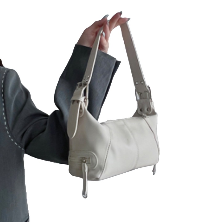 Női táska, Longziming, fehér válltáska, nagy kapacitású, méretei 14x31x45cm