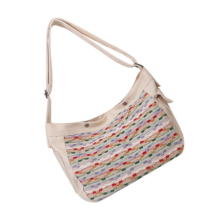 Vászon válltáska, Longziming, többszínű, állítható kivitel, 14x31x45cm, vászon