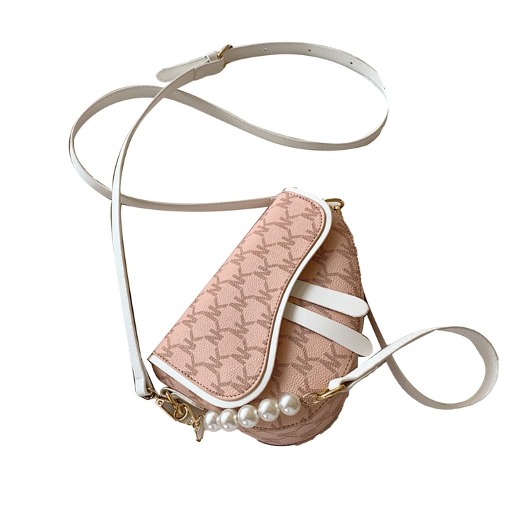 Női válltáska, Longziming, rózsaszín, poliuretán