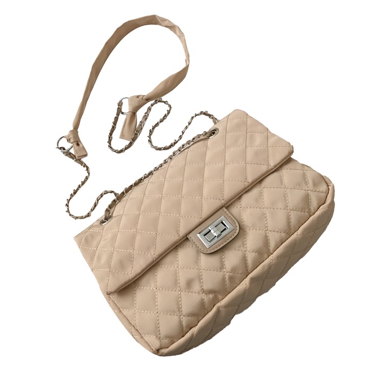 Láncos női táska, Longziming, bézs, poliészter