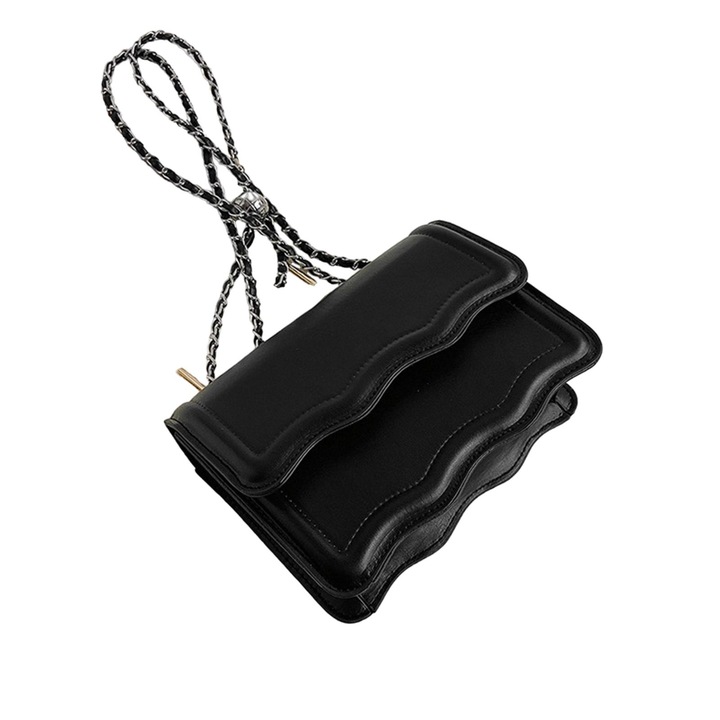 Női válltáska, Longziming, poliuretán, fekete