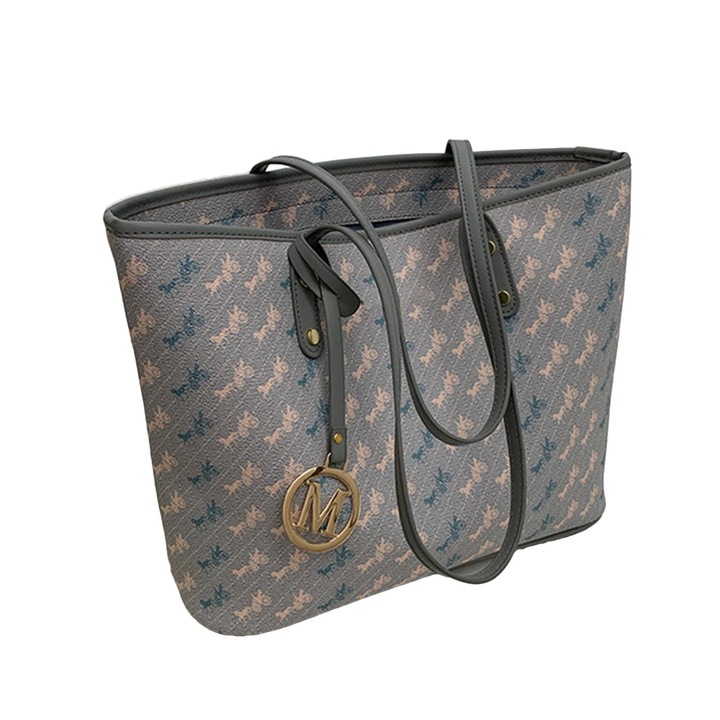 Női tote táska, Longziming, kék, poliuretán/poliészter