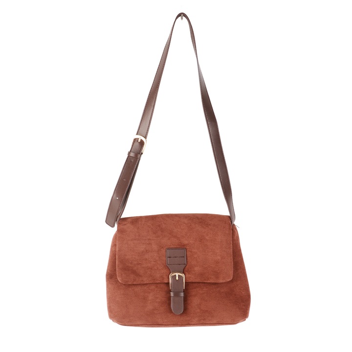 Női válltáska, Longziming, bársony, barna