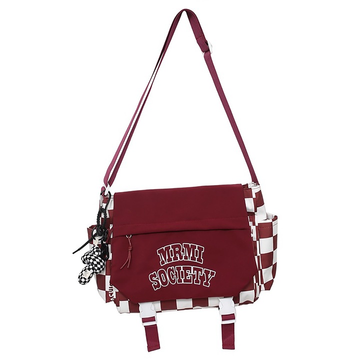 Női válltáska, Longziming, nylon, piros