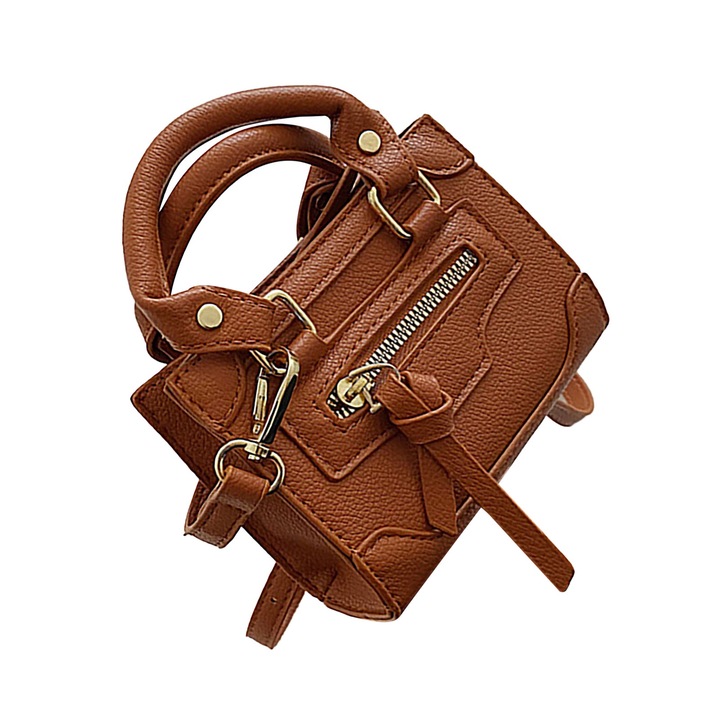 Női válltáska, Longziming, poliuretán, barna