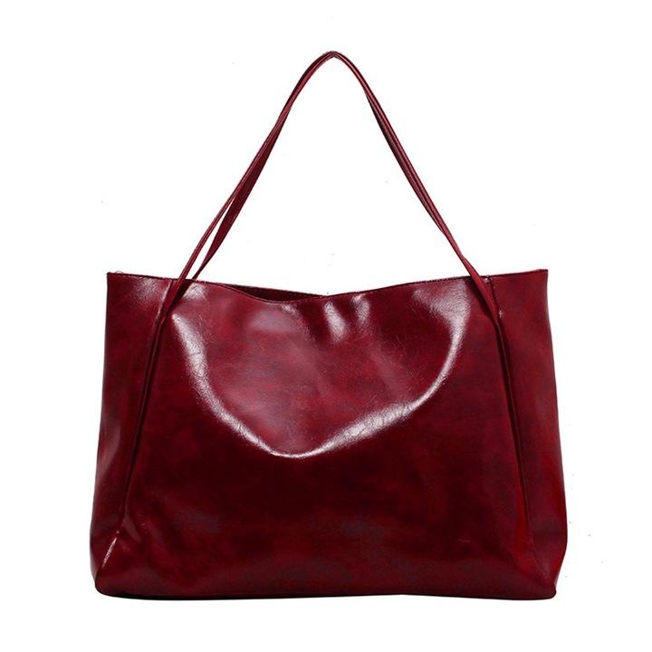 Női válltáska, Jormftte, nagy kapacitású, piros színű, PU anyag