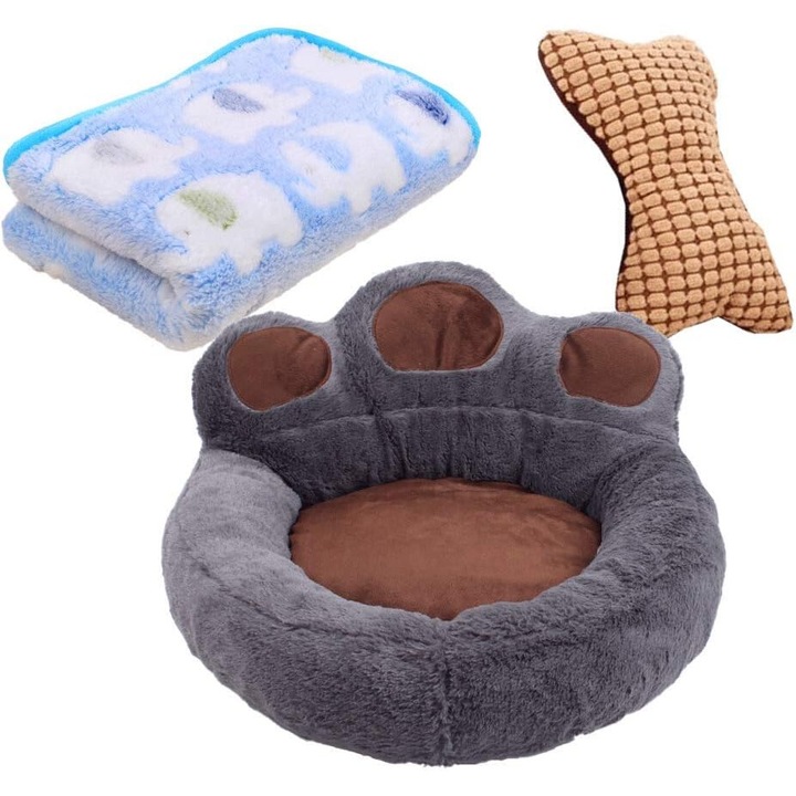 Culcus pentru animale, AMRINUGL, set cu patura si perna, multicolor