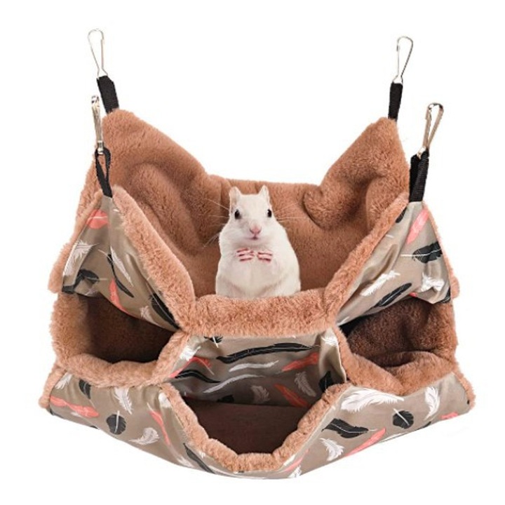 Hamac pentru animale mici, AMRINUGL, 34x34cm, strat dublu, pentru hamster, chinchilla, porcusor de Guineea