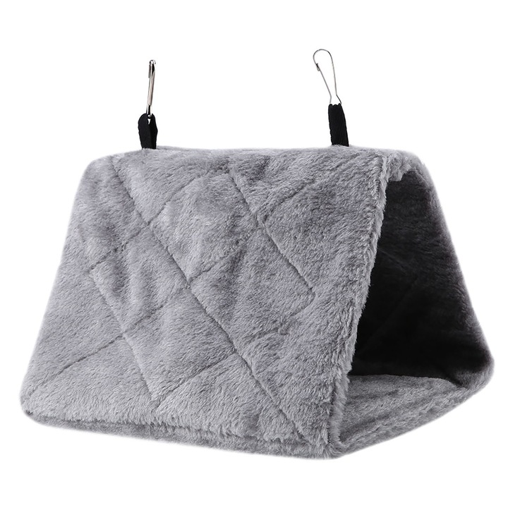 Hamac pentru pasari, AMRINUGL, Design cu carlig, Plus, 17 x 12 x 13 cm, Gri, S