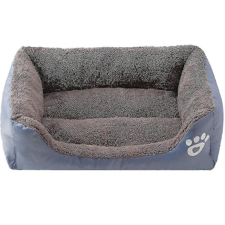 Culcus pentru caini AMRINUGL, gri, 45x35x12cm, material catifea de bumbac, impermeabil, cu margine ridicata