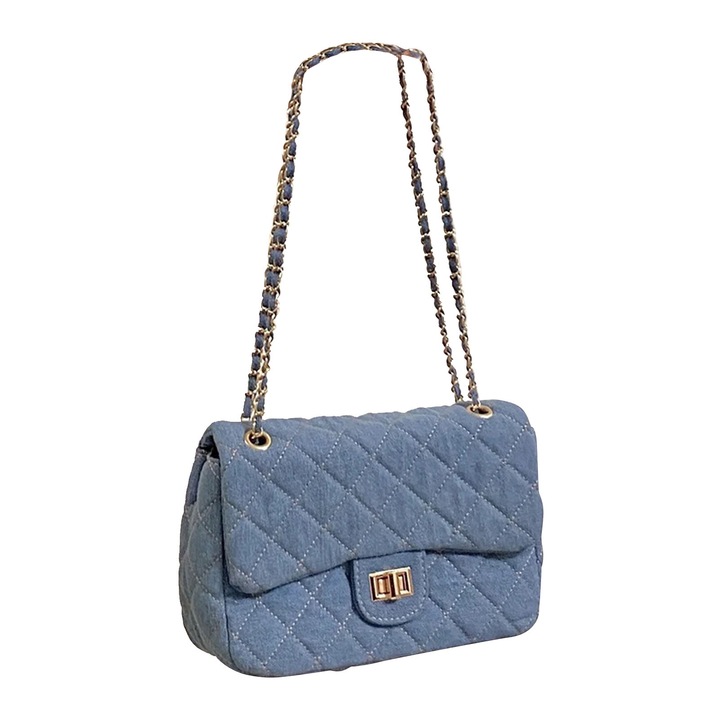 Jormftte Női válltáska, kockás mintás, nagy kapacitású, láncos, bevásárláshoz és bulikhoz