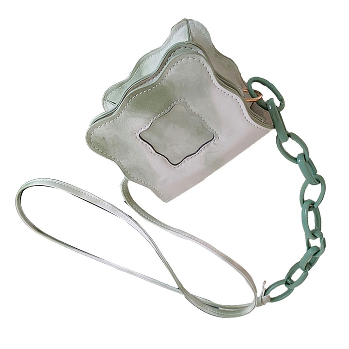 Női válltáska, Longziming, poliészter, fehér/zöld