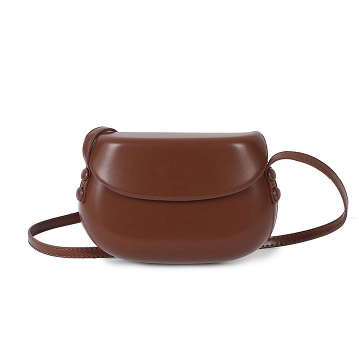 Női válltáska, longziming, poliuretán, barna