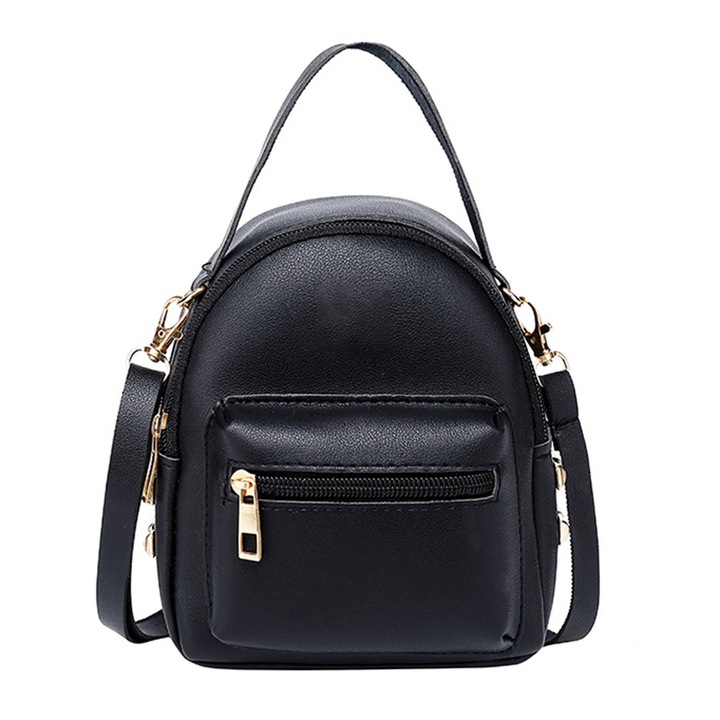 Дамска раница, longziming, полиуретан, черно/златист