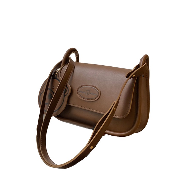 Női táska, longziming, PU, barna