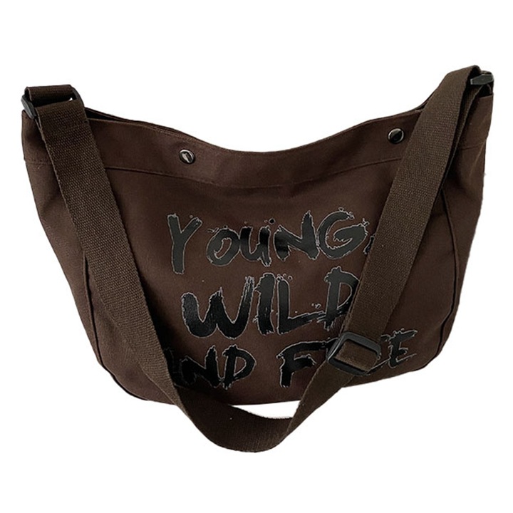 Női válltáska, longziming, Canvas, Barna/Fekete