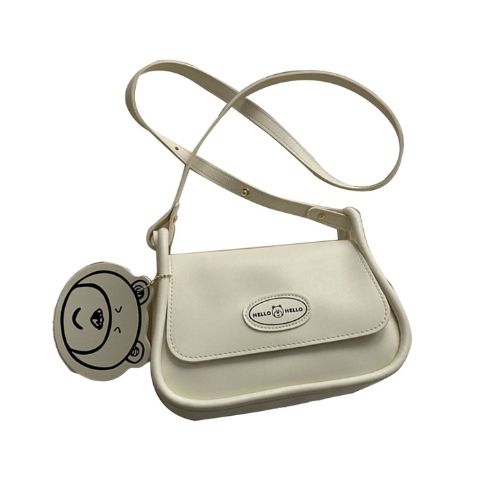 Női táska, longziming, poliuretán, fekete/fehér, 14x31x45cm