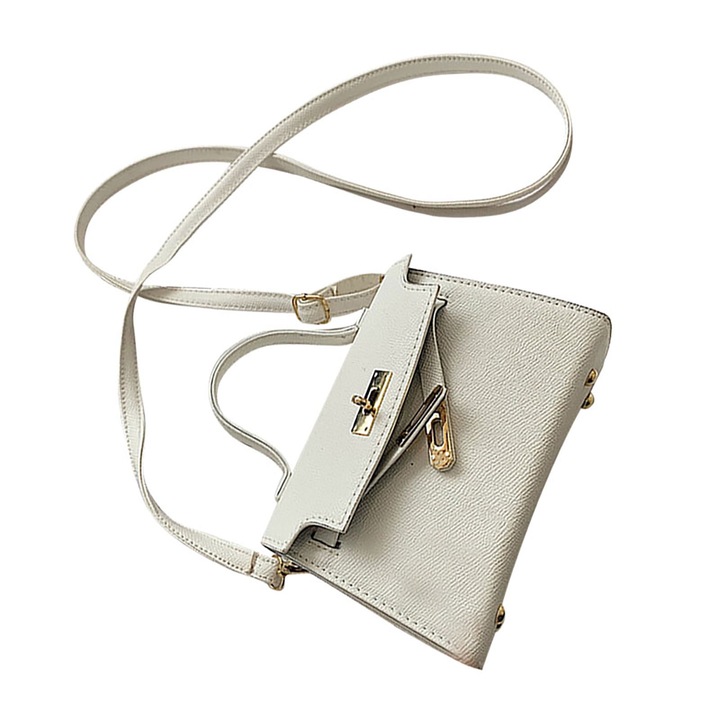 Női válltáska, longziming, poliuretán, 19x13x7 cm, fehér