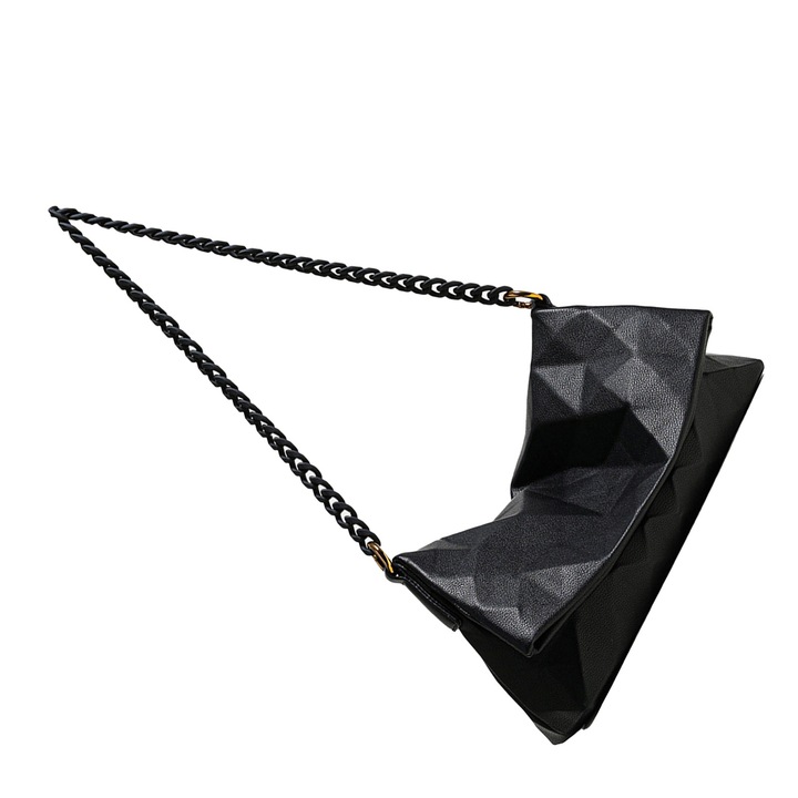 Női válltáska, longziming, nagy kapacitású, poliuretán, fekete