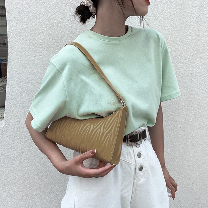 Női válltáska, Longziming, Ökológiai bőr, Barna