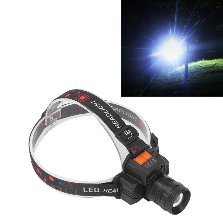 Челник Longziming, 1500LM, 3 режима на осветление, презареждаем през USB, 40 мм, 240 г