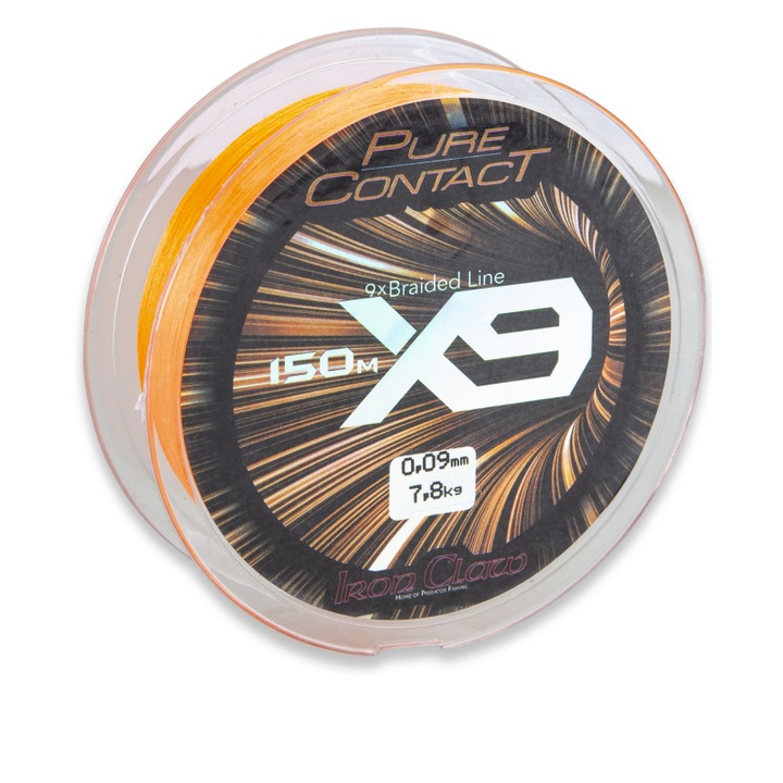 Влакно за риболов, Iron Claw Pure Contact X9, 0.16мм, 150м, оранжево, 9 нишки