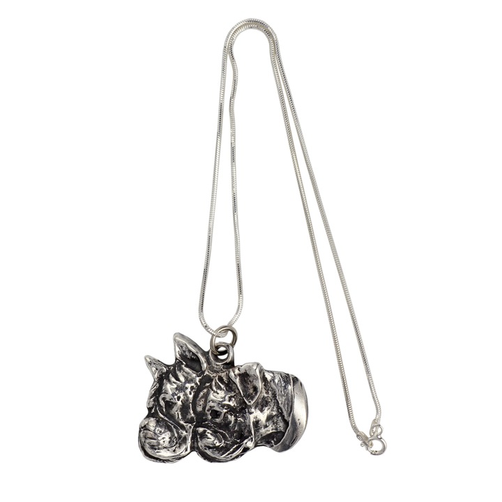 Colier Art-Dog, Boxer German IV, pandantiv din aliaj de zinc si aluminiu, argintiu, 45cm