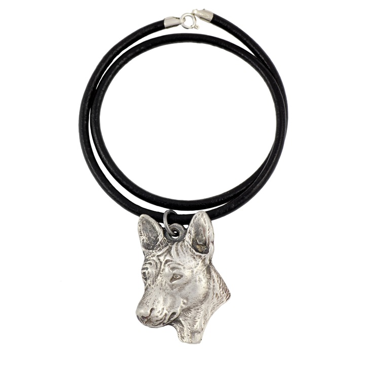 Colier cu medalion in forma de cap de caine, Art-Dog, pandantiv din aliaj de zinc si aluminiu, 50cm