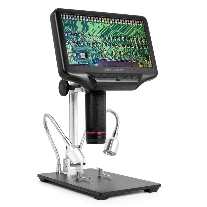 Digitális mikroszkóp, 270-szeres nagyítás, 7 hüvelykes kijelző, 200 x 190 x 120 mm, fekete