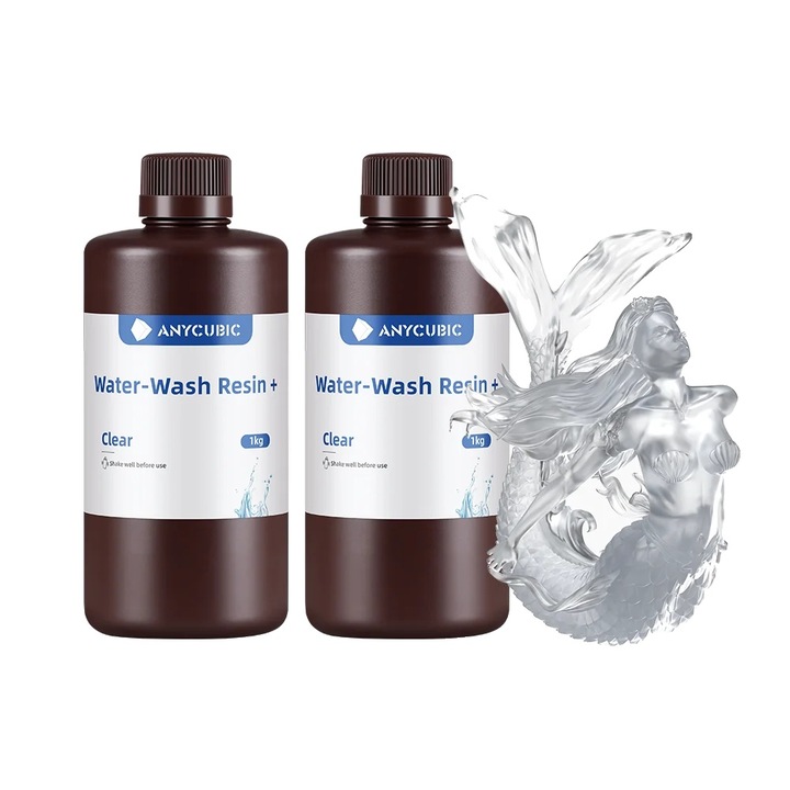 Rasina Water-Wash pentru imprimare 3D, Anycubic, 2 KG, Transparent, set 2 sticle