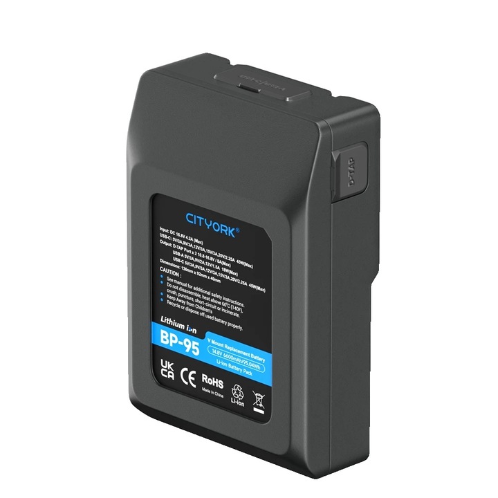 Baterie CITYORK V Mount, capacitate 6600mAh, incarcare rapida USB