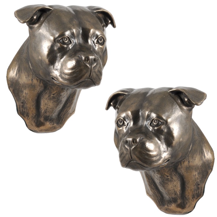 Statueta caine Englez Staffordshire, Art-Dog, decorare unica, bronz rece, 20x30cm