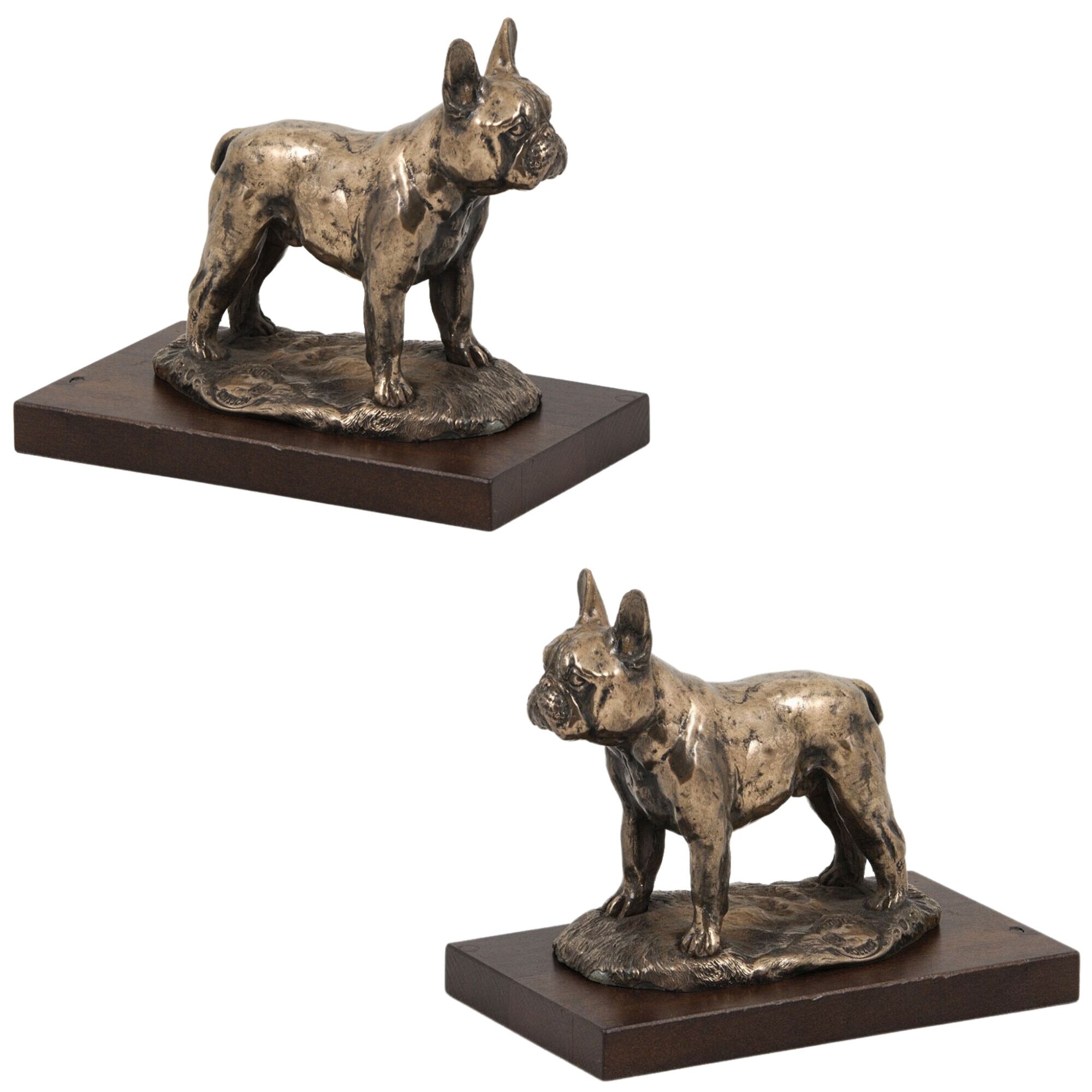 Statuie caine Bulldog Francez, Art-Dog, bronz, 20x15cm, baza din