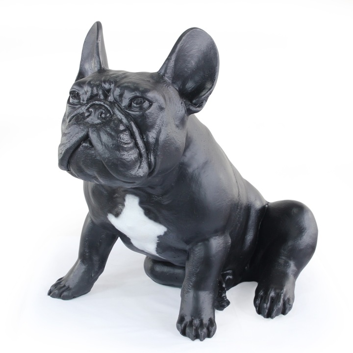 Statuie de gradina Bulldog Francez III, Art-Dog, dimensiune naturala, din rasina, imitatie bronz, 1:1