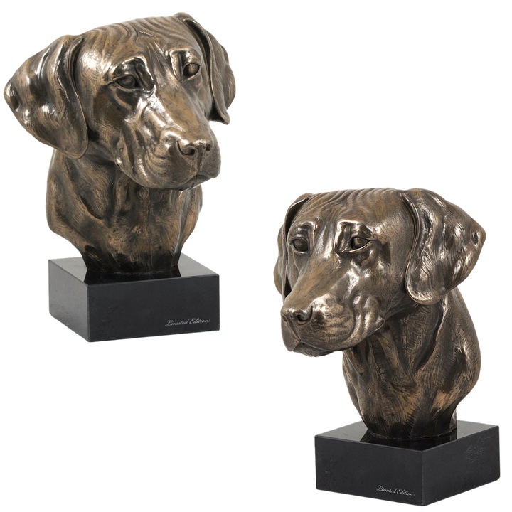Rodéziai Ridgeback kutya szobor, Art-Dog, bronz, kő lábazaton, 30x45cm