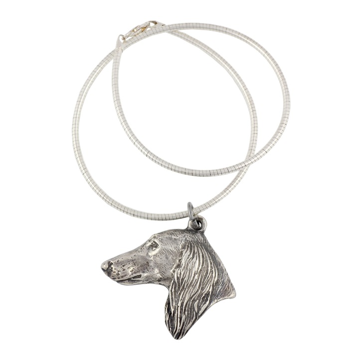 Colier Art-Dog, Saluki Persian Greyhound, argint, 45cm