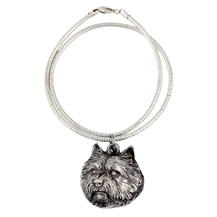 Colier cu pandantiv caine, Art-Dog, Norwich Terrier, argint/aliaj, 45cm