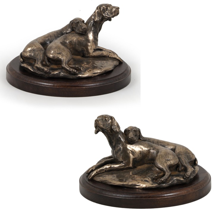 Statueta caine Weimaraner, Art-Dog, din bronz rece, 15x20cm, set exclusiv