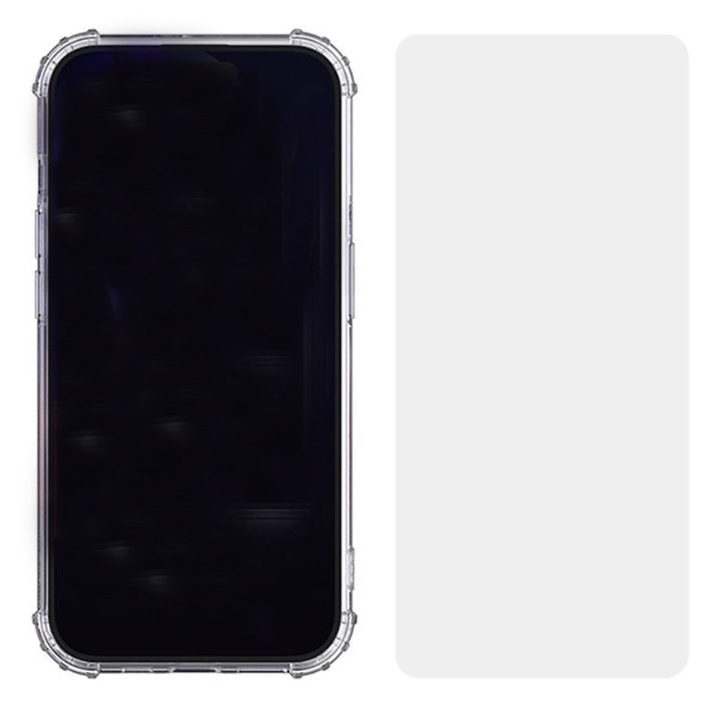 Set Husa Antisoc FONIX si Folie de Silicon compatibila cu Apple iPhone 16 Pro Max, Ultra Slim, Anti-ingalbenire, Silicone, Military Grade Protection, Transparenta
