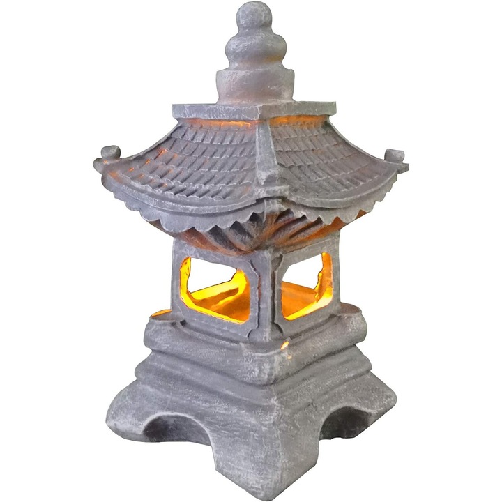 Lampa decorativa solara pentru gradina, Cozevdnt, stil japonez, 34x17cm
