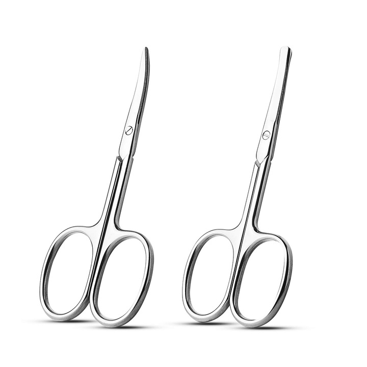 Set de ingrijire profesional, Enforose, foarfece pentru nas cu varf rotunjit, 2PCS, inox, dimensiune de calatorie