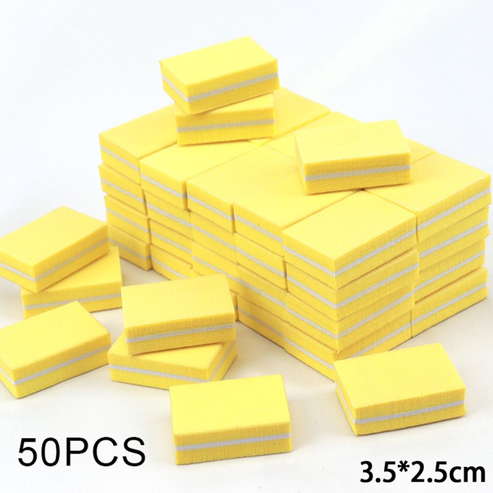 Mini körömreszelő buffer 100/180, lila-sárga, hordozható, mosható, 7x2x1cm