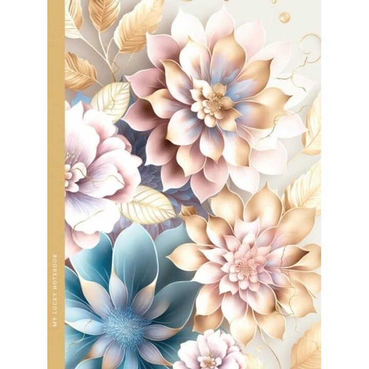 Caiet Fresh, 64 kockás lap, virágmintás, 145x197mm