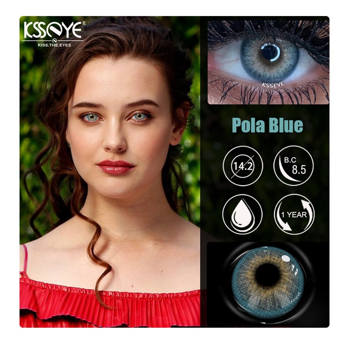 Цветни контактни лещи, Blue pole, 365 Wears, Козметика, Без диоптър