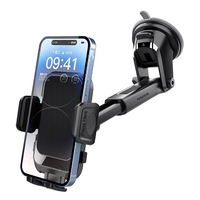 Suport Telefon pentru Masina, NAXSIR, Ventuza, Brat telescopic, Rotire 360 grade, Montare pe parbriz sau bord, Cleme reglabile, 4.7-6.9 inch, Negru