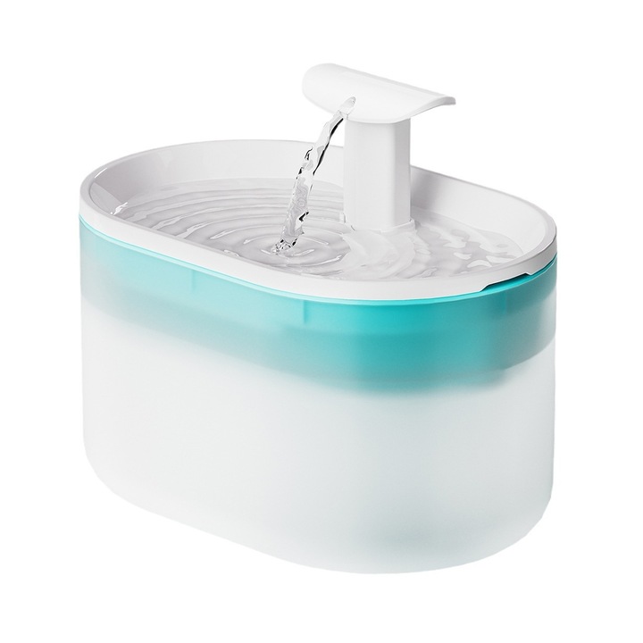 Sistem Distributie Apa pentru Caini si Pisici, Model Avansat, Filtrare 5 Etape, Apa Curata si Proaspata, Fara BPA, Hidratare Optima, Material Sigur, Alb Transparent