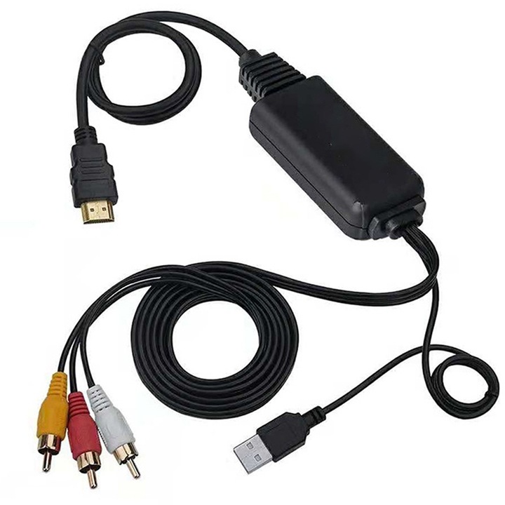 HDMI към AV конвертор BGHYHYHI, 1080P, 2м, черен